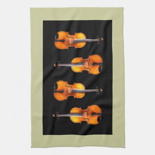 Beau violon/alto Conception de serviettes de cuisi (Vertical)
