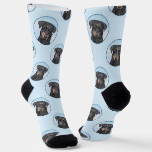 Beauceron Black and Tan Painting Sheepdog Hund Kun Socken