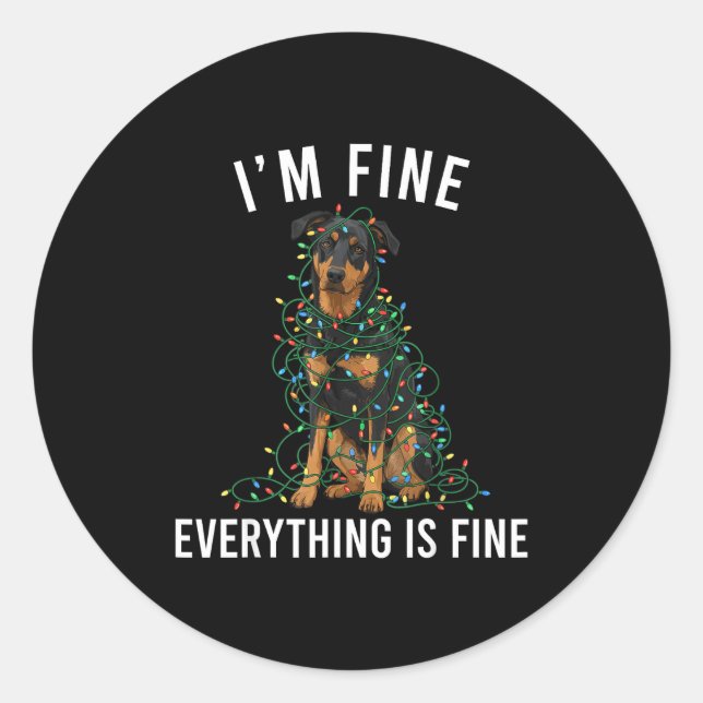 Beauceron Christmas I'm Fine Everything Is Fine  Runder Aufkleber (Vorderseite)