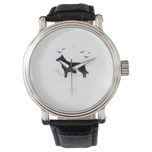 Beauceron Dog - Halloween Moon Silhouette Classic Armbanduhr