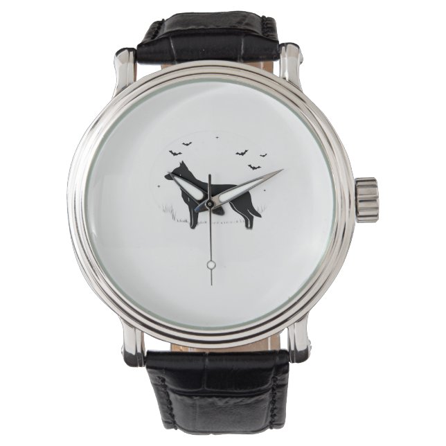 Beauceron Dog - Halloween Moon Silhouette Classic Armbanduhr (Vorderseite)