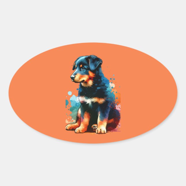 Beauceron Dog Ovaler Aufkleber (Vorderseite)