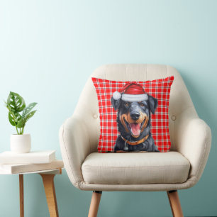 Beauceron Dog Red Holiday Kariert Weihnachten Kissen