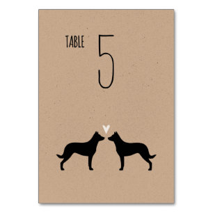 Beauceron Dog Silhouetten Hochzeit Empfang Tischnummer