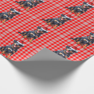 Beauceron Dog und Red Kariert Christmas Geschenkpapier