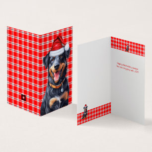 Beauceron Hund Karierte Ferienkarte Rot