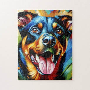 Beauceron Hund Porträt Acryl Kunst Druck Hundefreu