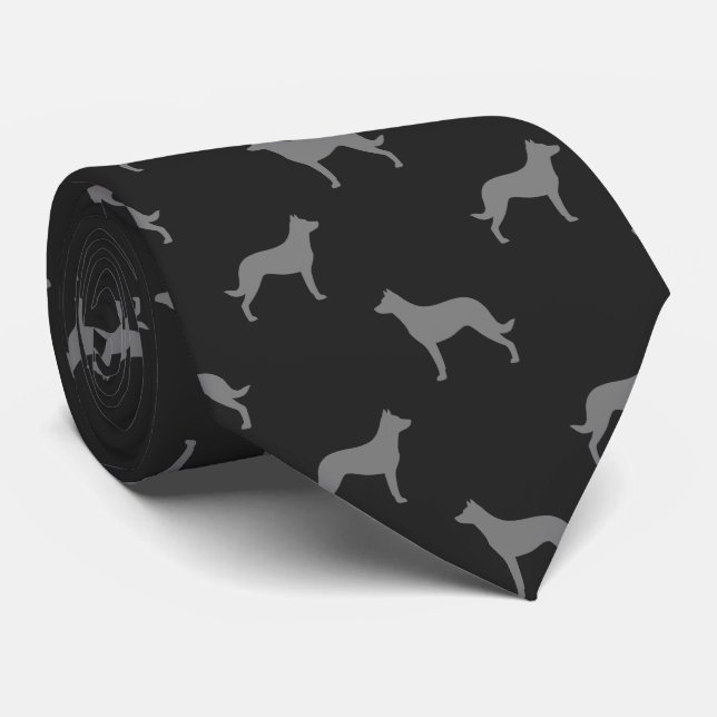 Beauceron Hunde Silhouetten Muster Grau Krawatte (Gerollt)