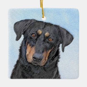 Beauceron Malerei - Niedliche Original Hund Kunst Keramikornament