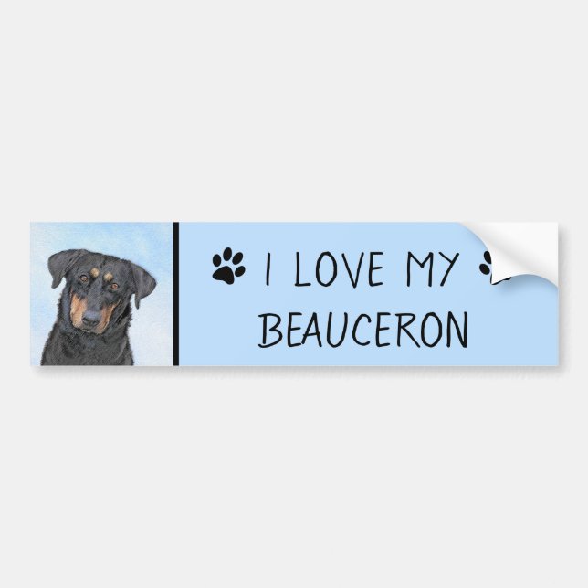 Beauceron Malerei - Niedliche Original Hunde Kunst Autoaufkleber (Vorne)