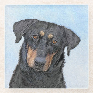 Beauceron Malerei - Niedliche Original Hunde Kunst Glasuntersetzer