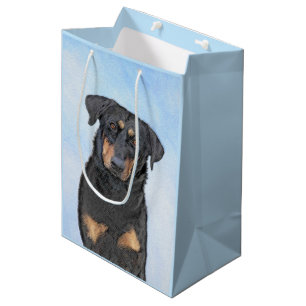Beauceron Malerei - Niedliche Original Hunde Kunst Mittlere Geschenktüte
