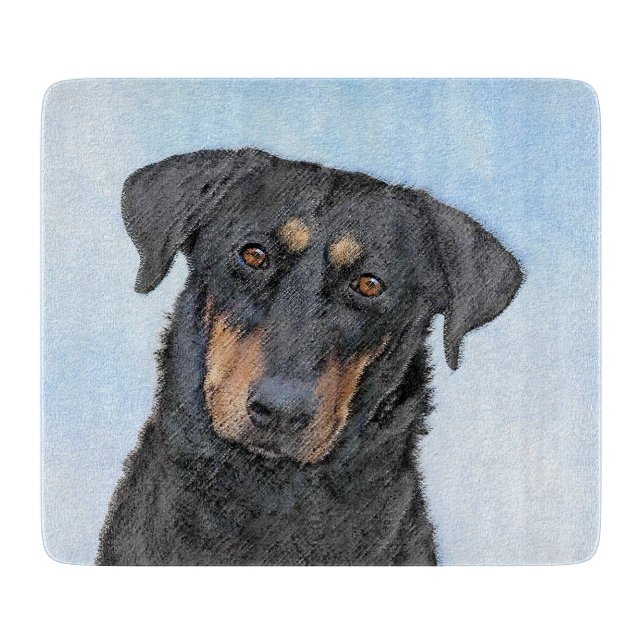 Beauceron Malerei - Niedliche Original Hunde Kunst Schneidebrett (Vorderseite)