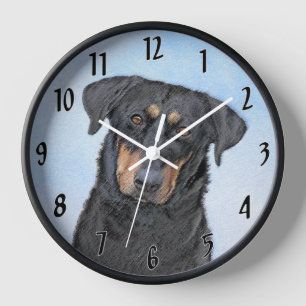 Beauceron Malerei - Niedliche Original Hunde Kunst Uhr