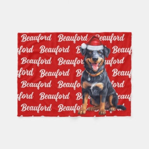 Beauceron Red mit Name Christmas Dog Fleecedecke