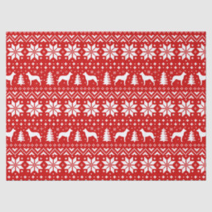 Beauceron Silhouetten Weihnachtsmuster Rot Seidenpapier