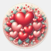 Beaucoup d'Amour - Autocollant Ronds Cœurs