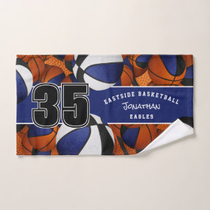 Beaucoup de balles de basket noir bleu équipe de s