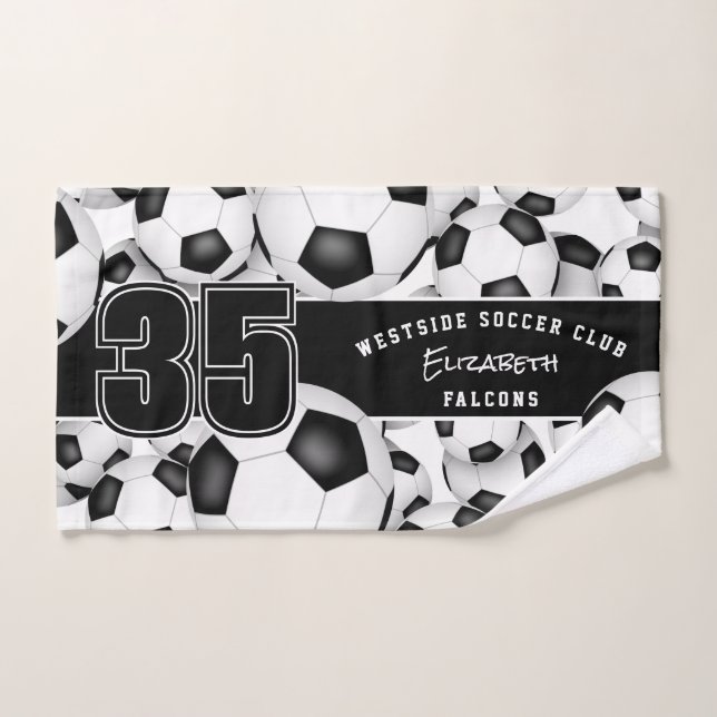 Beaucoup de balles de football nom d'équipe person (Serviette à main)