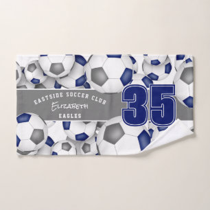Beaucoup de ballons de football gris bleu esprit d