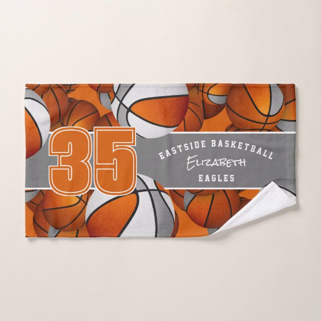 Beaucoup de basket-ball athlète nom d'équipe orang (Serviette à main)
