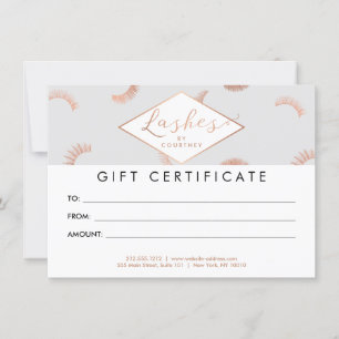 Beaucoup de cils Motif Gris/Rose Gold Carte cadeau