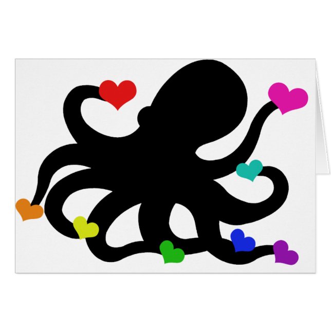 Beaucoup de Coeurs d'amour Octopus Art Design (Devant horizontal)