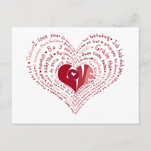 Beaucoup de langues de l'amour carte postale (Devant)