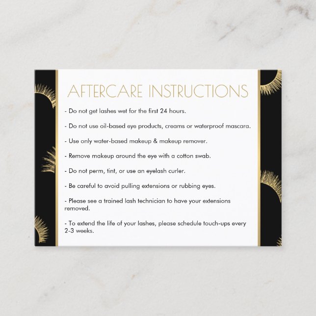 Beaucoup de Lashes Salon Carte d'Aftercare Black/G (Devant)