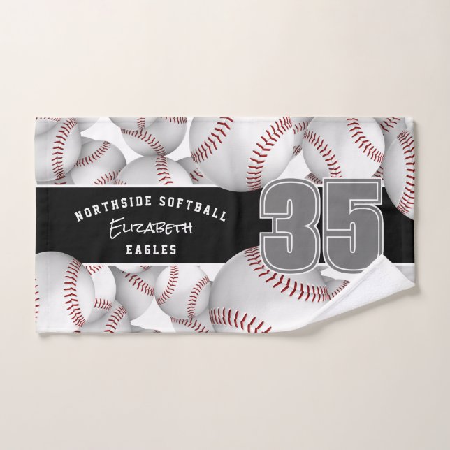Beaucoup de softballs personnalisables joueur et n (Serviette à main)