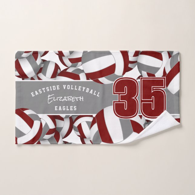 Beaucoup de volleyballs de couleurs d'équipe gris  (Serviette à main)