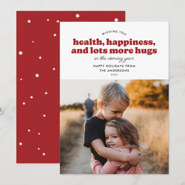 Beaucoup plus Cartes de vacances de Hugs (Rouge) (Devant / Derrière)