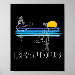 Beauduc Surfstrand Surfer Junge Frau Poster