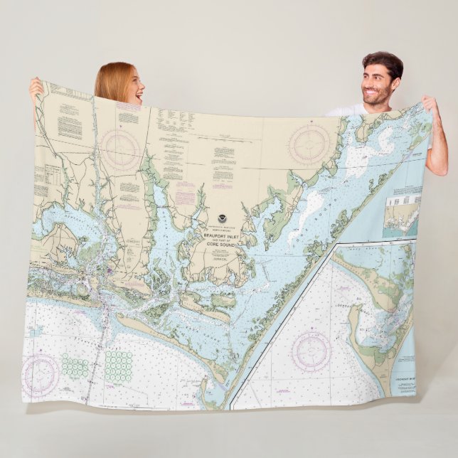 Beaufort Inlet und Teil der Core Sound Chart Fleecedecke (Beispiel)