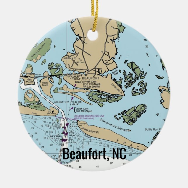 Beaufort NC Chart Keramik Ornament (Vorne)
