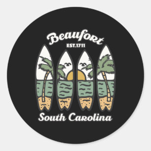 Beaufort South Carolina Surfen Surfer Sonnenunterg Runder Aufkleber