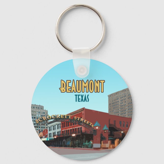 Beaumont Texas Downtown Crockett Street Vintag Schlüsselanhänger (Vorderseite)
