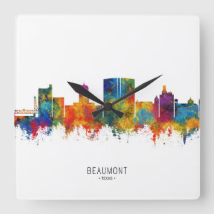 Beaumont Texas Skyline Quadratische Wanduhr