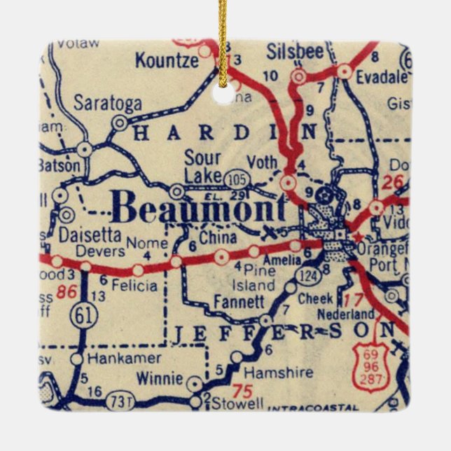Beaumont TX Vintage Karte Keramikornament (Rückseite)