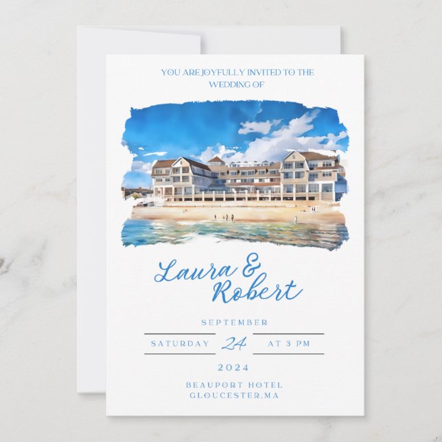 Beauport Hotel Massachusetts Wasserfarbene Orte Einladung (Vorderseite)