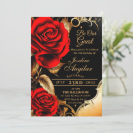 Beauté et la Bête Rouge Rose Sweet 16 Invitations
