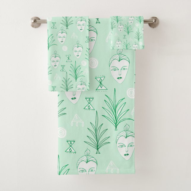 Beauté face Motif botanique Mint Green (En situation)
