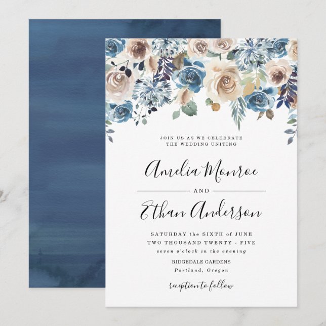 Beauté florissante | Faire-part de mariage floral (Devant / Derrière)