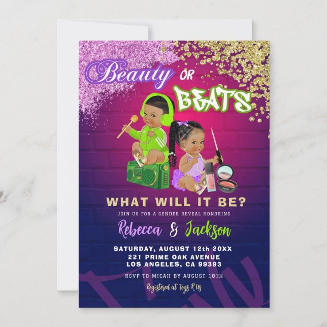Beauté moderne ou Beats Genre Reveillez Invitation (Devant)