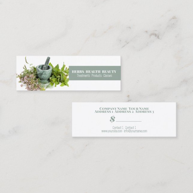 Beauté santé des herbes - étiquette de prix, Carte (Devant / Derrière)