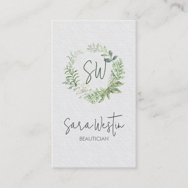Beautician Beauty Consultant Blume Monogram Busin Visitenkarte (Vorderseite)