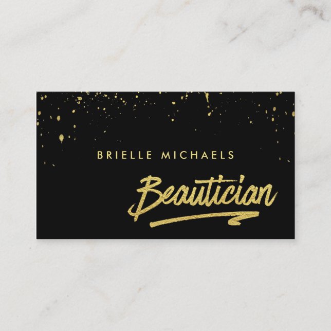 Beautician Black Imitats Gold Ernennung Erinnerung Terminkarte (Vorderseite)