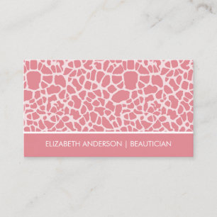 Beautician Chic Pink Giraffe Animal Print Salon Visitenkarte