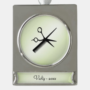 Beautician Design Apple Green Persönliches Jahr Banner-Ornament Silber