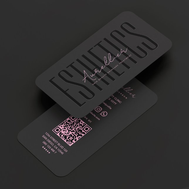 Beautician Esthetician Black Pink Minimal Visitenkarte (Beautician Esthetician Black Pink Minimal Business Card
)